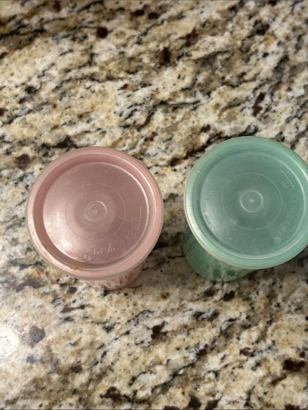 Vintage Tupperware Pink and Teal Tall Storage Cups with Lids